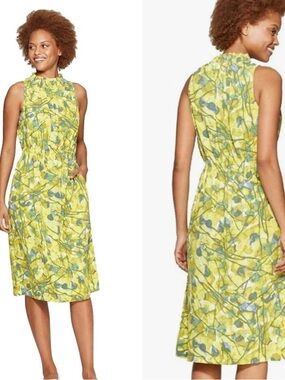 Prologue Yellow and Green Sleeveless Midi Dress